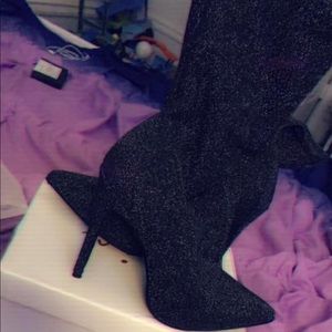 Black LUREX ankle booties